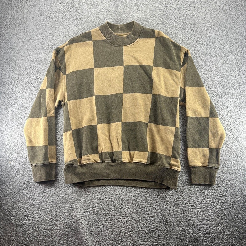 Stussy Checkerboard Sweatshirt Pullover Womens XS Brown Streetwear Skater